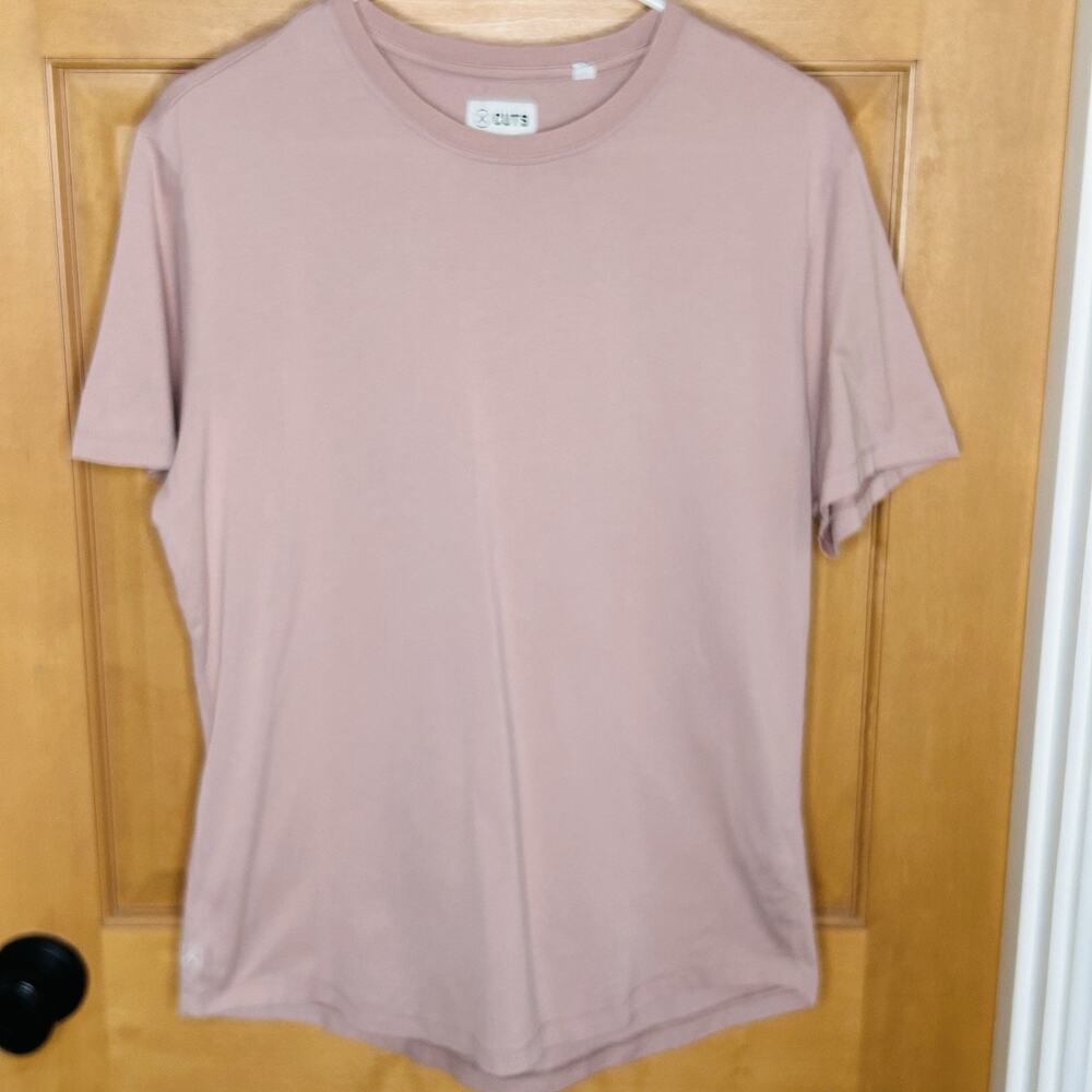 Cuts Curve Hem T-Shirt Size M Dusty Pink Pima Cotton Short Sleeves